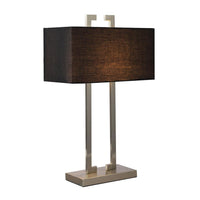 Layla Chic Rectilinear, Metal Table Lamp - Satin Chrome, Black Fabric Shade, 570mm High, PL0082