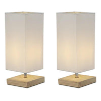 Sophia Charming, Rubberwood Table Lamp (Set of 2) - Light Timber, Fabric Shade, 310mm High, PL0215