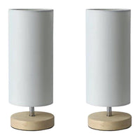 Skylar Elegant, Rubberwood Table Lamp (Set of 2) - Light Timber, Fabric Shade, 310mm High, PL0219