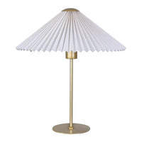 Emery Serene Pleated, Metal Table Lamp - Gold and White, 480mm High, PL0221