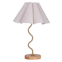 Paisley Artistic Flair, Metal and Wood Table Lamp - Gold and Natural Wood, Cream Shade, 540mm High, PL0247
