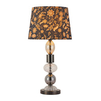 Autumn Charming Elegance, Iron+Glass Table Lamp - Black Nickel, Cloth Shade, 530mm High, PL0325