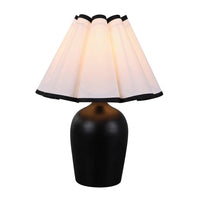 Samantha Elegant Touch, Iron Table Lamp - Matt Black, White Fabric Shade, 320mm High, PL0323