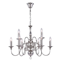 Mila Classic Metal 9 Light Chandelier Light - Polished Nickel, PL0063
