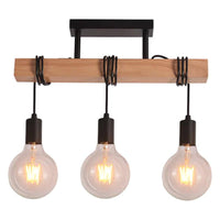 Ivy Contemporary Timber and Metal Ceiling Light - Black, 3 Lights PL0274