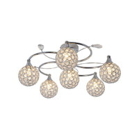 Layla Radiant Crystal LED Metal Ceiling Light - Chrome, 6 Lights, 310 Lumens PL0067