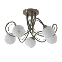 Claire Artistic LED Metal Ceiling Light - Antique Brass, 5 Lights, Dimmable, 310 Lumens PL0115