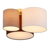 Ariana Elegant Fabric Shade Ceiling Light - White, Grey and Brown, 3 Lights PL0277