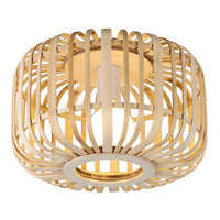 Willow Modern Iron and Bamboo Ceiling Light - Natural, Black, 1 Light PL0295