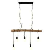 Gianna Rustic Timber Pendant Light - Black and Natural, 5 Lights, PL0129