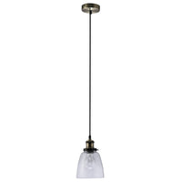 Vivian Industrial Chic Metal and Glass Pendant Light - Antique Brass, PL0153