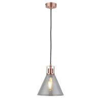 Eva Copper Pendant Light - Antique Copper, Smoky Glass Shade, PL0337