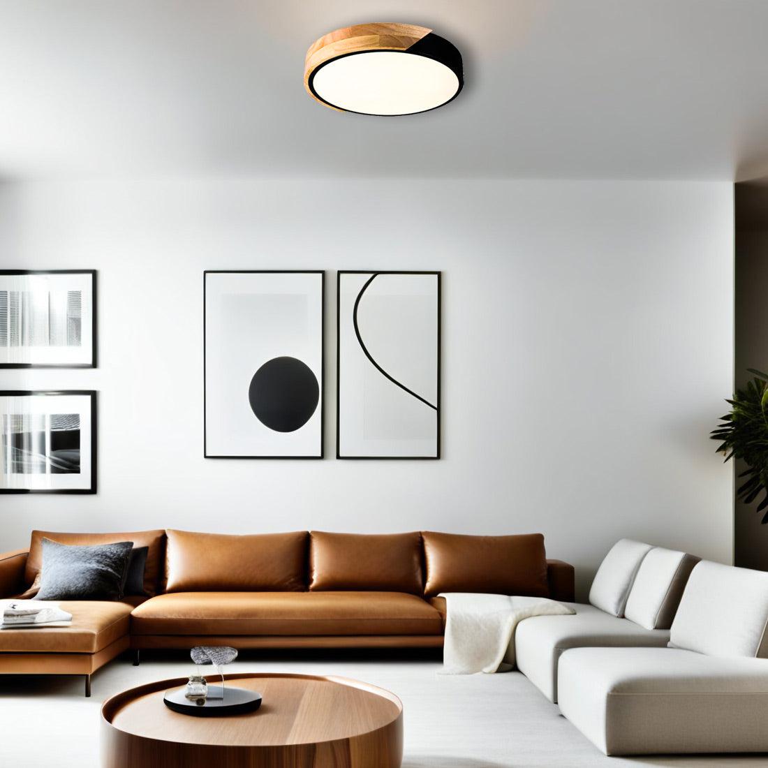 Nora Modern Timber LED Oyster Light Tri Colour - Black or White PL0294