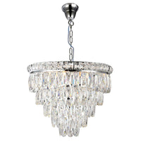 Emporia 5 Tier Pendant Light 8Lt in Chrome and Crystal