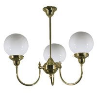 Luke Pendant Light 3Lt in Brass with Sphere Opal Glass