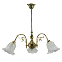 Victoriana Pendant Light 3Lt Brass with 5008 Frost Etched Glass