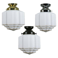 St Kilda 8" DIY Batten Fix in Brass, Chrome, Patina Black with Opal Matt Glass