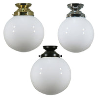Sphere 8" DIY Batten Fix in Brass, Chrome, Patina Black with Opal Glass