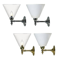 Waubra Indoor Wall Light Brass or Chrome in Cono Clear/Opal Glass