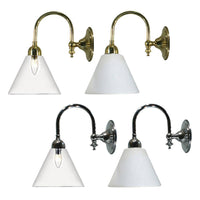 Loxton Indoor Wall Light in Brass or Chrome with Cono Clear/Opal Glass