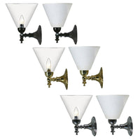 Koscina Indoor Wall Light in Patina Black, Brass or Chrome with Cono Clear/Opal Glass