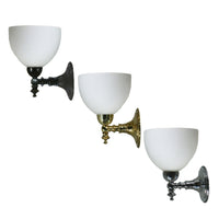 Koscina Indoor Wall Light in Patina Black, Brass or Chrome w/ Decatron Opal Glass