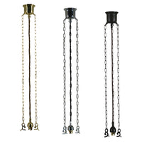 Acc. - 3 Chain Suspension Brass, Chrome, Patina Black with Brown or Black Cloth Cord