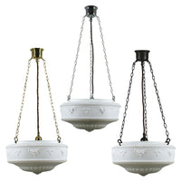 Senator 14" 3 Chain Pendant Light in Brass, Chrome, Patina Black with Opal Matt Glass