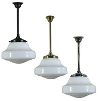 Lincoln Schoolhouse Pendant Light in Patina Black, Brass or Chrome