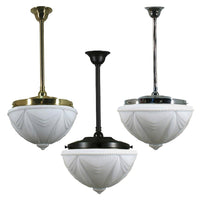 Empire 14" Rod Pendant Light in Brass, Chrome, Patina Black with Opal Matt Glass