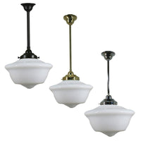 Victorian Schoolhouse 12" Pendant Light in Patina Black, Brass or Chrome
