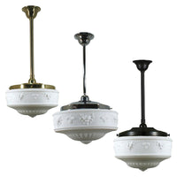 Senator 14" Rod Pendant Light in Brass, Chrome, Patina Black with Opal Matt Glass