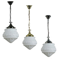Premier 8" Single Chain Suspension Pendant Light in Patina Black, Brass or Chrome