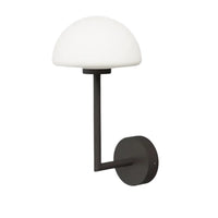 Orb Dome Long Arm Indoor Wall Light in Chrome, Dark Bronze or White