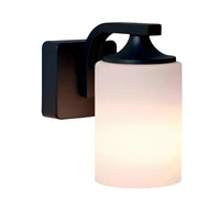 Modern Outdoor Wall Light in Black with Matt Frosted Glass Shade