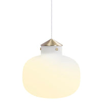 Raito 30 Oval Pendant Light Brass/Opal Glass