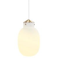 Raito 22 Oval Pendant Light Brass/Opal Glass