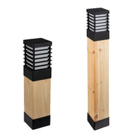 Halmstad Wood Bollard Light 490mm, 850mm in Black, Galvanised Steel