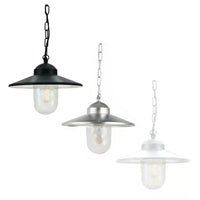 Karlstad Chain Pendant Light in Black, Galvanised or White w/ Clear Polycarbonate