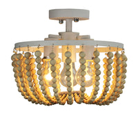 Cascara Close to Ceiling Light 3Lt in Natural Wooden Beaded