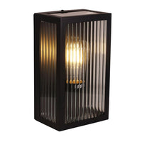 Reeded Glass Outdoor Modern Coach Wall Light in Black