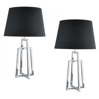 Charcoal Shade Table Lamp in Silver/Grey (Pair)