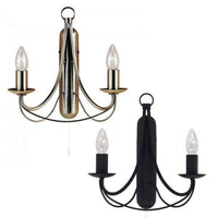 Maypole Indoor Wall Light Candelabra 2Lt in Antique Brass or Black