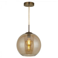Globe Mini Pendant Light in Antique Brass/Amber
