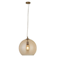 Maxi Globe Pendant Light in Antique Brass/Amber Glass
