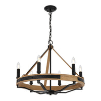 Darien 6Lt Pendant Light in Ash Wood