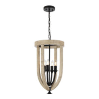 Hosley Pendant Light 4Lt in Black and Oak