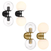 Eterna Indoor Wall Light 2Lt in Gold/Clear, Gold/Opal, Black/Clear or Black/Opal