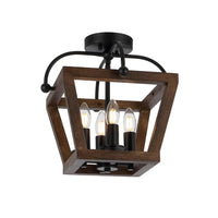 Lacota Close to Ceiling Pendant Light 4Lt in Black and Walnut
