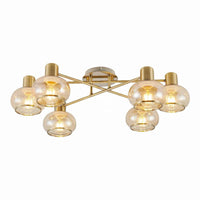 Marbell Close To Ceiling Light 6Lt in Antique Brass, Black